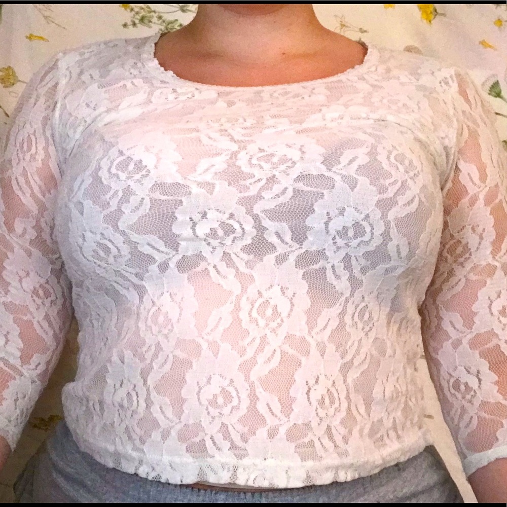 90s gloria vanderbilt white lace blouse